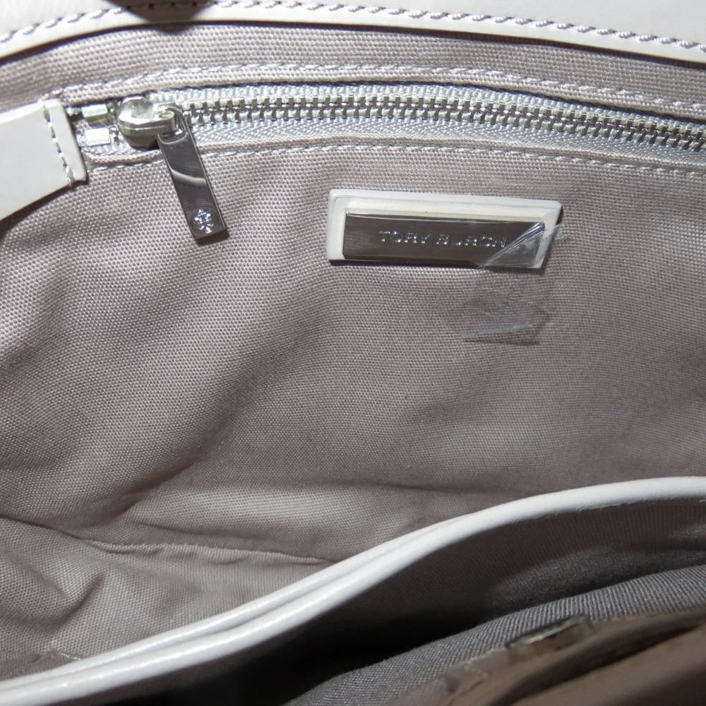 Tory Burch Pebbled Leather Saddle Crossbody Bag French Gray w/ Lock NWT $495 - Picture 7 of 10